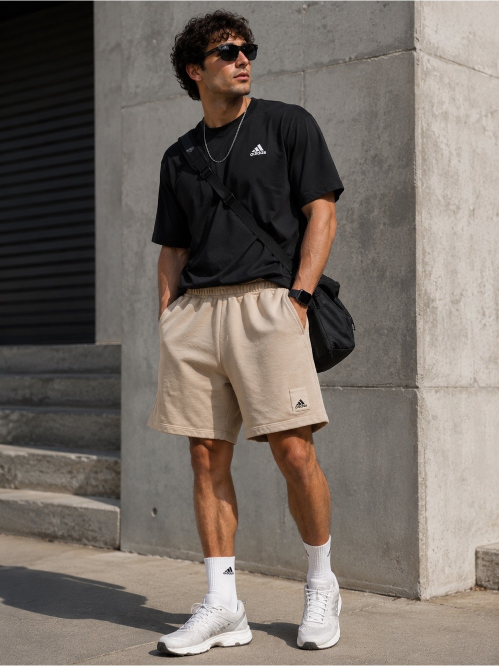 adidas Men's Lounge X Street Fleece Pull On Shorts -Wonder Taupe Tan Size Medium